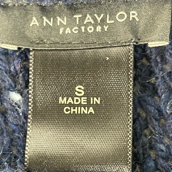 Ann‎ Taylor Navy Blue Marled Speckled Sweater Scalloped Neck Womens Size Small S - Picture 7 of 8